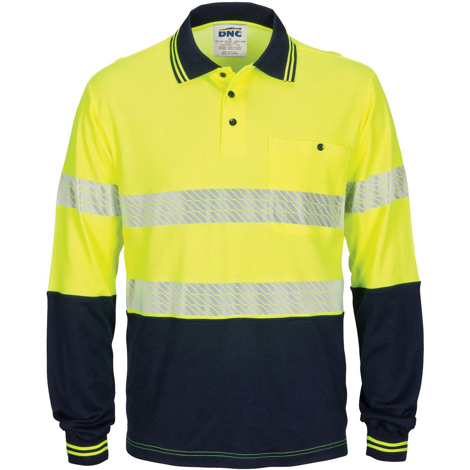 HIVIS Segment Taped Cotton Backed Polo - Long Sleeve