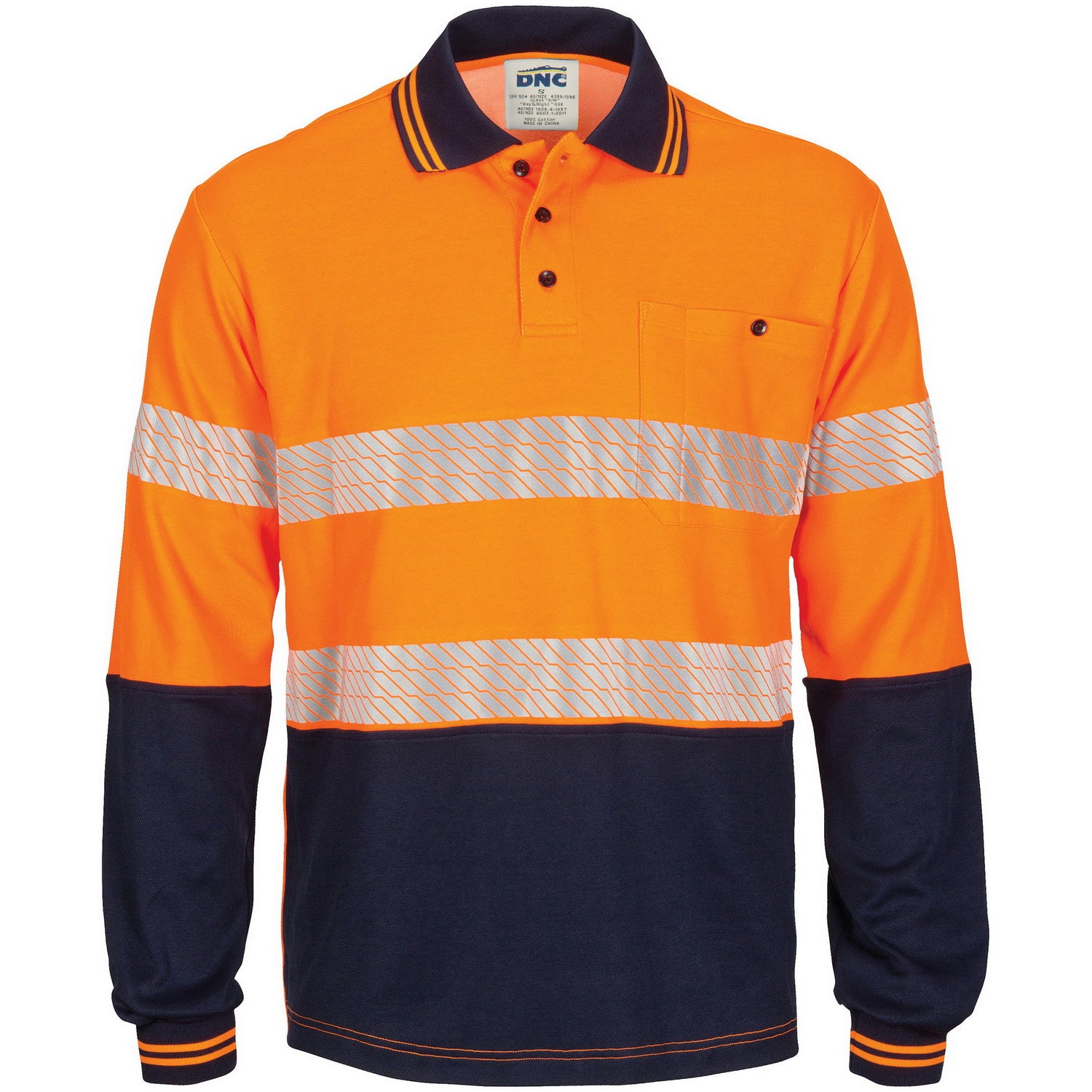 HIVIS Segment Taped Cotton Backed Polo - Long Sleeve